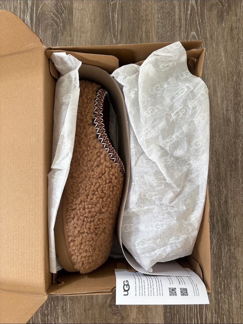UGG Chestnut Brown Shearling Slip-On Slippers